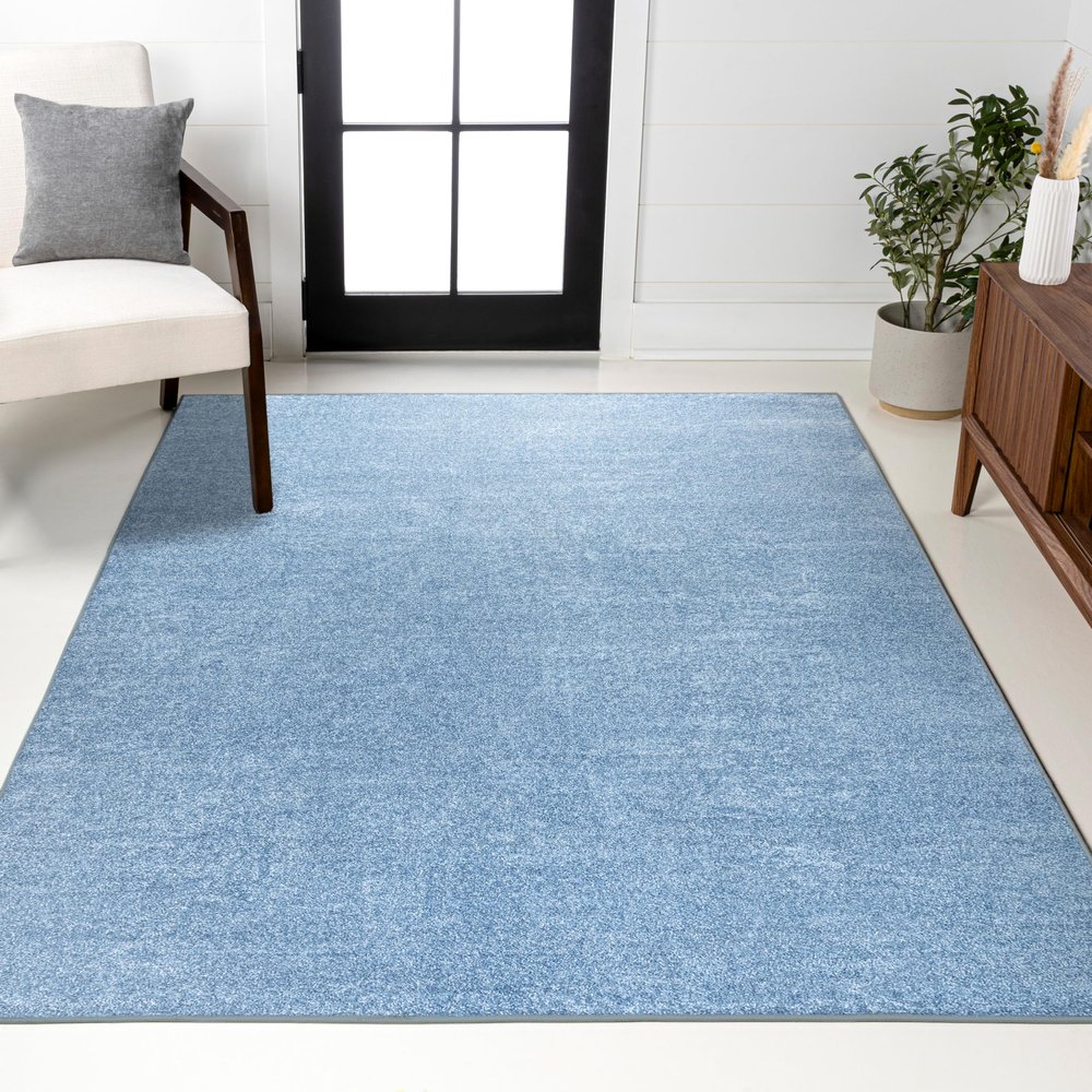 JONATHAN Y Haze Solid Low-Pile Classic Blue Indoor Area Rug 8x10, Coastal,Bohemian,Minimalist,Classic, Easy-Cleaning for Living Room,Bedroom,Kitchen,Pet Friendly,Non-Shedding (SEU100F-8)