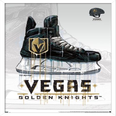 Trends International NHL Vegas Golden Knights - Drip Skate 20 Wall Poster, 22.375" x 34", White Framed Version