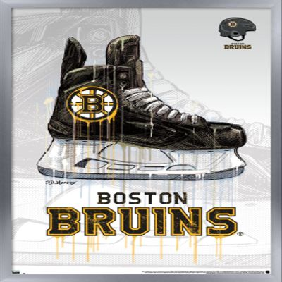 Trends International NHL Boston Bruins - Drip Skate 20 Wall Poster, 22.375" x 34", Silver Framed Version