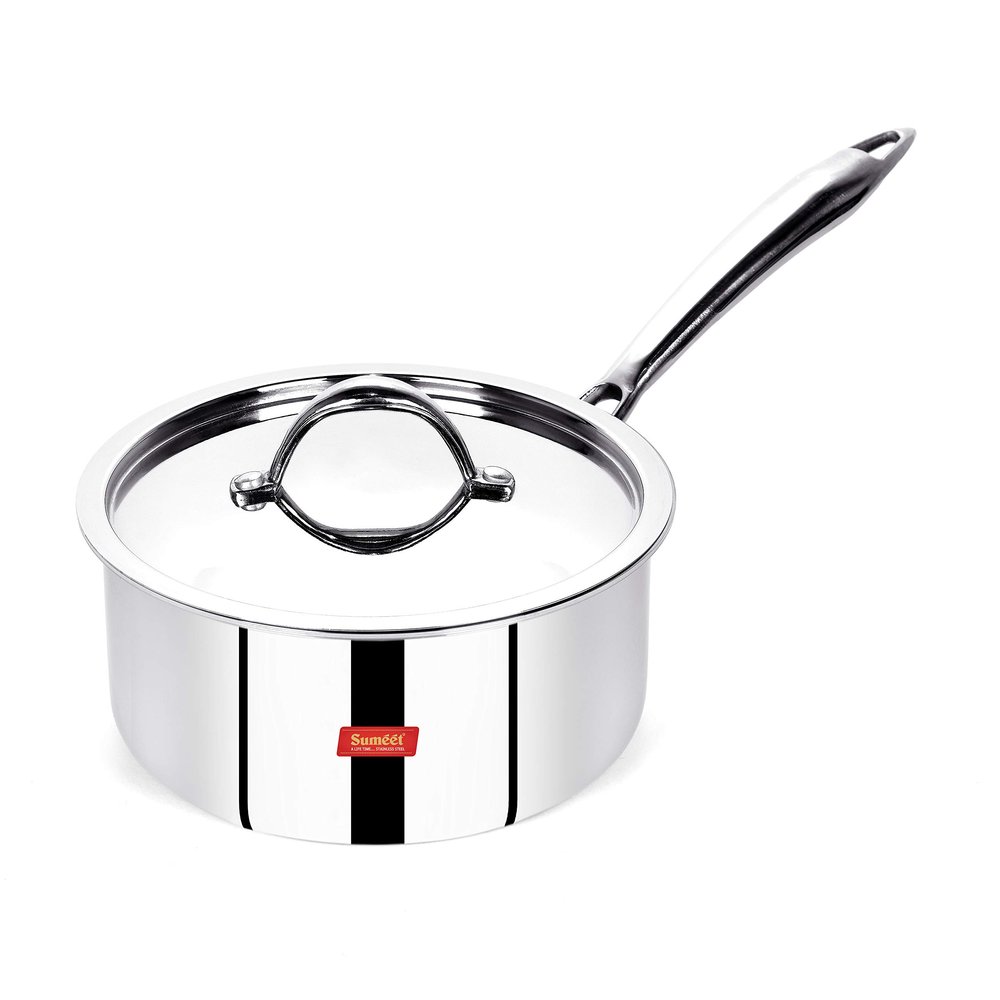 Sumeet Cook Smart TriPly SAS (Steel-Aluminium-Steel - 3 Layers) Sauce Pan with Lid - 1.15 LTR - 14Cm