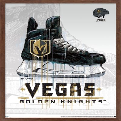 Trends International NHL Vegas Golden Knights - Drip Skate 20 Wall Poster, 22.375" x 34", Mahogany Framed Version