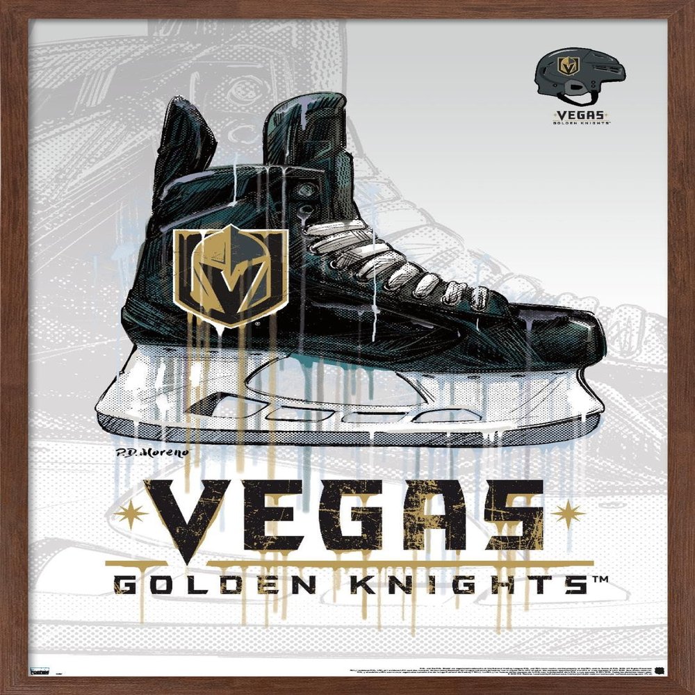 Trends International NHL Vegas Golden Knights - Drip Skate 20 Wall Poster, 22.375" x 34", Mahogany Framed Version
