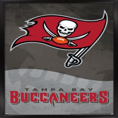 Trends International NFL Tampa Bay Buccaneers - Logo 20 Wall Poster, 22.375" x 34", Black Framed Version