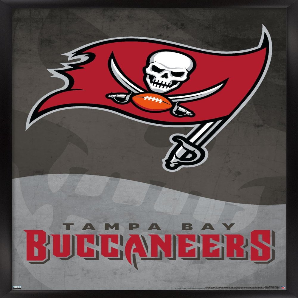Trends International NFL Tampa Bay Buccaneers - Logo 20 Wall Poster, 22.375" x 34", Black Framed Version