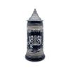 0.6 Liter | OktoberfestHaus Beer Stein Mug German Bayern Lion Coat Of Arms Bier Krug with Metal Emblem On Charcoal Black Ceramic Tankard Stein With Lid view 1