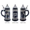 0.6 Liter | OktoberfestHaus Beer Stein Mug German Bayern Lion Coat Of Arms Bier Krug with Metal Emblem On Charcoal Black Ceramic Tankard Stein With Lid view 4