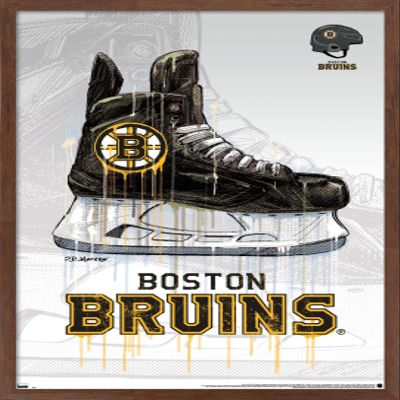 Trends International NHL Boston Bruins - Drip Skate 20 Wall Poster, 14.725" x 22.375", Mahogany Framed Version