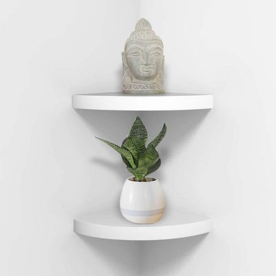 AHDECOR Wood Corner Shelves White, Durable Floating Corner Shelf for Organizing and Displaying Dcor in Any Room, Set of 2