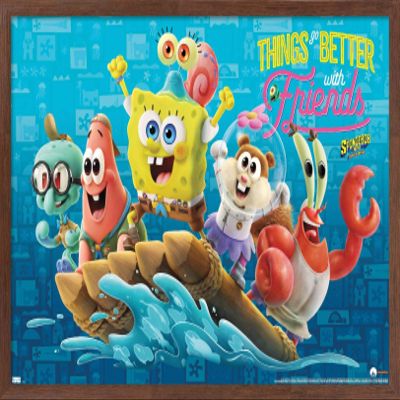 Trends International The SpongeBob Movie: Sponge On The Run - Friends Wall Poster, 14.725" x 22.375", Mahogany Framed Version