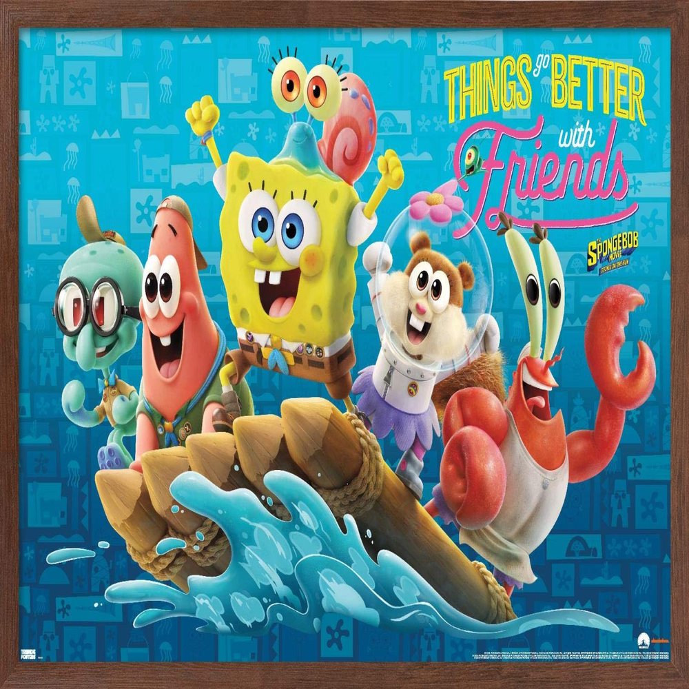 Trends International The SpongeBob Movie: Sponge On The Run - Friends Wall Poster, 14.725" x 22.375", Mahogany Framed Version