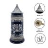 1 Liter | OktoberfestHaus Beer Stein Mug German Bayern Lion Coat Of Arms Bier Krug with Metal Emblem On Charcoal Black Ceramic Tankard Stein With Lid Oktoberfest Beer Mug view 2