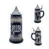 1 Liter | OktoberfestHaus Beer Stein Mug German Bayern Lion Coat Of Arms Bier Krug with Metal Emblem On Charcoal Black Ceramic Tankard Stein With Lid Oktoberfest Beer Mug view 3