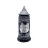 1 Liter | OktoberfestHaus Beer Stein Bier Krug Charcoal Black Ceramic Stein With Metal Medallion Of German Draft Horses and Wagon With Metal Lid Oktoberfest Souvenir and Oktoberfest Beer Mug view 1