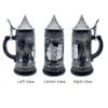 1 Liter | OktoberfestHaus Beer Stein Bier Krug Charcoal Black Ceramic Stein With Metal Medallion Of German Draft Horses and Wagon With Metal Lid Oktoberfest Souvenir and Oktoberfest Beer Mug view 4