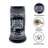 0.6 Liter | OktoberfestHaus Beer Stein Mug German Bayern Lion Coat Of Arms Bier Krug with Metal Emblem On Charcoal Black Ceramic Tankard Stein view 2