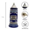 1 Liter | OktoberfestHaus Beer Stein Mug German Bayern Lion Coat Of Arms Bier Krug with Metal Emblem On Cobalt Blue Ceramic Tankard Stein With Lid Oktoberfest Beer Mug view 2