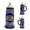 1 Liter | OktoberfestHaus Beer Stein Mug German Bayern Lion Coat Of Arms Bier Krug with Metal Emblem On Cobalt Blue Ceramic Tankard Stein With Lid Oktoberfest Beer Mug view 3