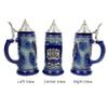 1 Liter | OktoberfestHaus Beer Stein Mug German Bayern Lion Coat Of Arms Bier Krug with Metal Emblem On Cobalt Blue Ceramic Tankard Stein With Lid Oktoberfest Beer Mug view 4