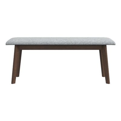 ASHCROFT Aria Mid-Century Modern Design Large Fabric Upholstered Dining Bench in Gray