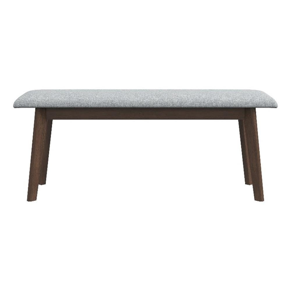 ASHCROFT Aria Mid-Century Modern Design Large Fabric Upholstered Dining Bench in Gray