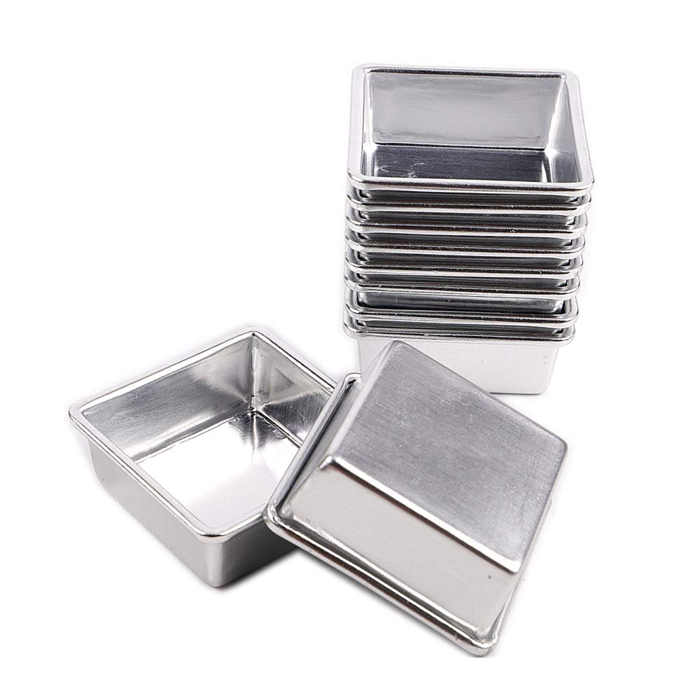 10pcs mini square aluminium alloy cheese pan small mousse cake mold bread mould tart holders pudding jelly tins DIY bakery A06