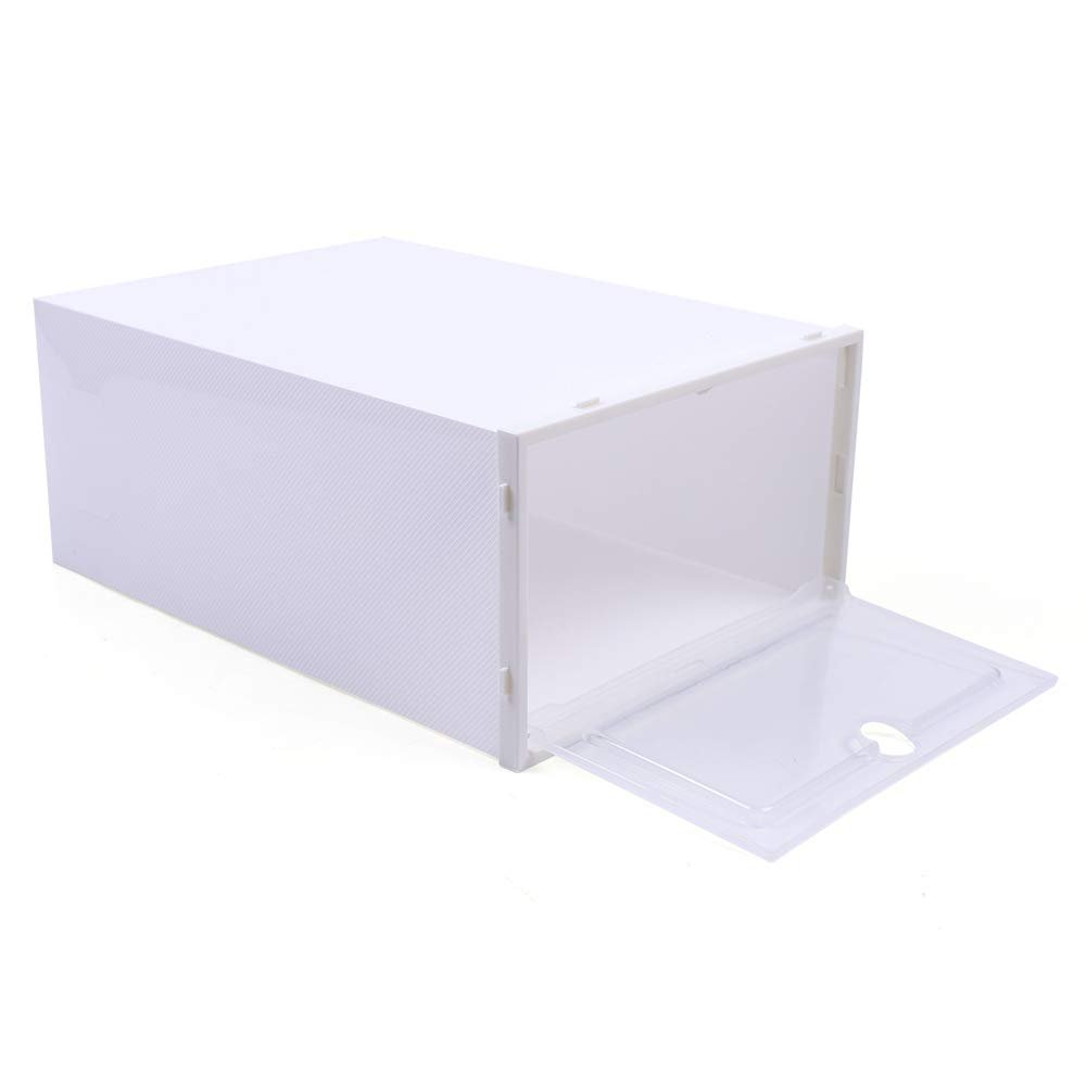 Eapmic Foldable Shoe Box, 20/24Pcs Stackable Plastic Clear Shoe Storage Box,Storage Bins Shoe Container Home Organizer Rack Stack (24Pcs)