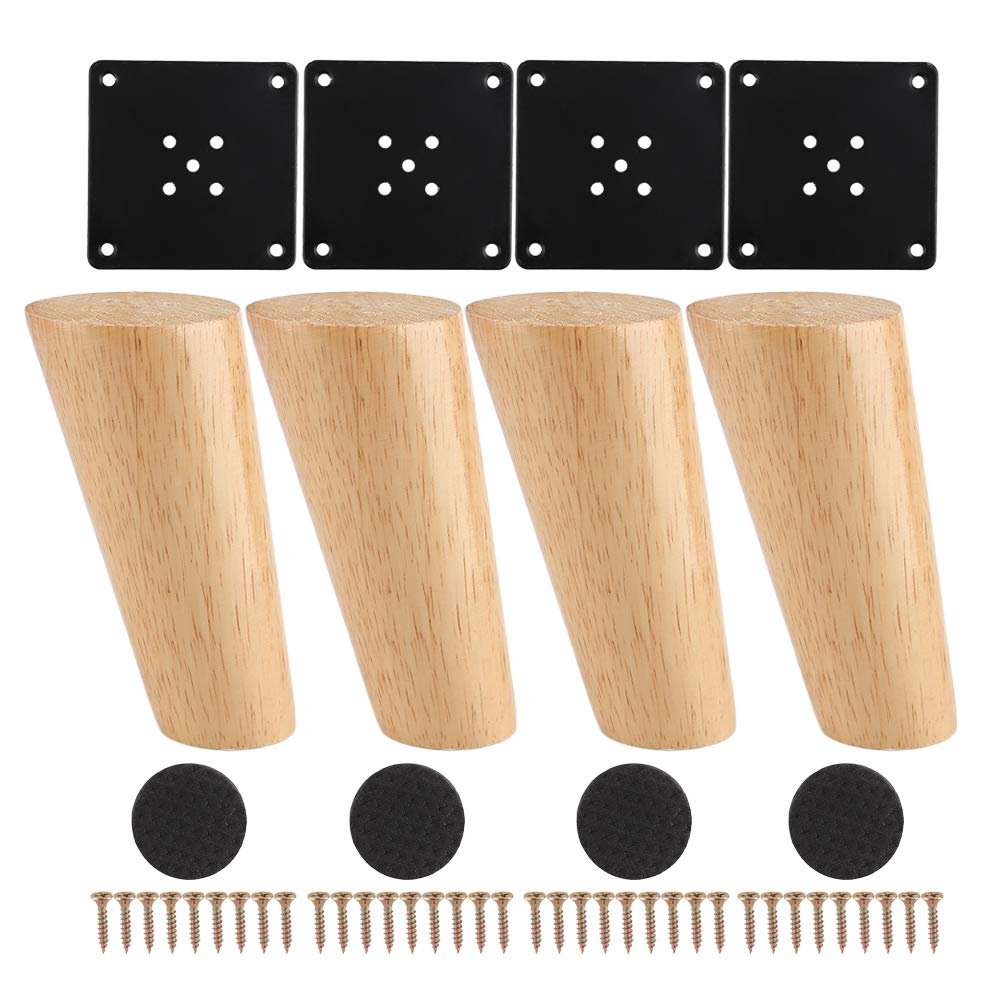 szzijia 4Pcs Wood Color Furniture Sofa Replacement Legs Solid Wood Feet for Sofas,Cabinets,Tables,Bed Legs (15cm)