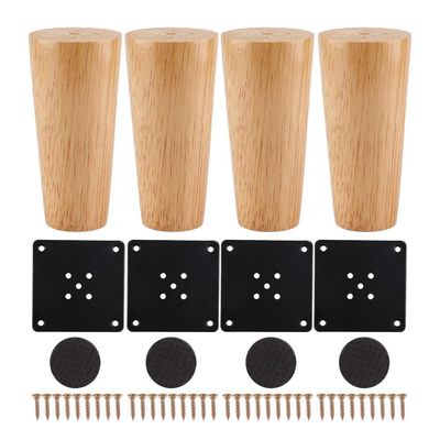 4Pcs Wood Color Furniture Sofa Solid Wood Feet (Straight Feet) for Sofas, Cabinets, Tables, Bed Legs (15cm)