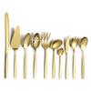 Berglander Gold Serving Utensils 10 Pieces, Titanium Golden Plating Serving Spoons, Included Cake Knife Cake Server Serving Forks Sugar Spoon Salad Spoon Forks Butter Knife Gravy Ladle ect. view 1