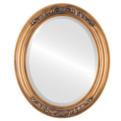 OVALCREST Oval Beveled Wall Mirror for Home Decor - Florence Style - Sunset Gold - 32" x 26"