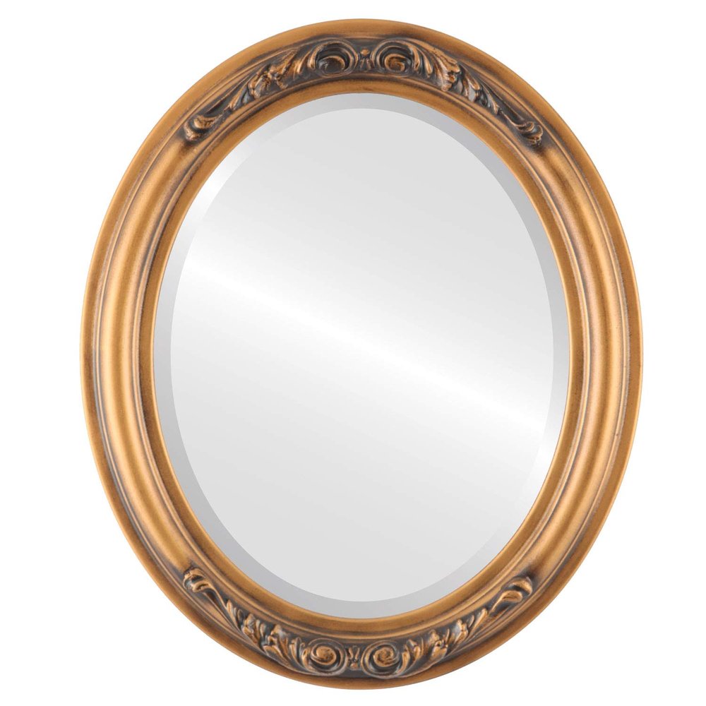 OVALCREST Oval Beveled Wall Mirror for Home Decor - Florence Style - Sunset Gold - 32" x 26"