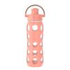 Lifefactory 16-Ounce Glass Water Bottle with Active Flip Cap and Protective Silicone Sleeve, Cantaloupe view 1