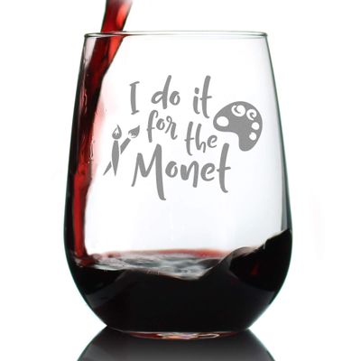 Bevvee For the Monet  Stemless Wine Glass - Funny Gifts for Art Teachers or Painters - Painting Decor - Large