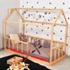 Twin Size House Bed with Picket Fence Railings, House bed Montessori view 2