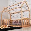 Twin Size House Bed with Picket Fence Railings, House bed Montessori view 3