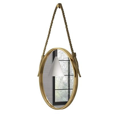 Nordic Round Phnom Penh Wall Mount Mirror Bathroom Hanging Metal Framed Glass Mirror with Chain Rustic Accent Mirror (11.8''- 31.5'')