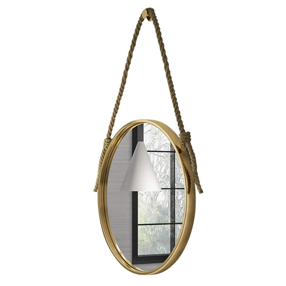 Nordic Round Phnom Penh Wall Mount Mirror Bathroom Hanging Metal Framed Glass Mirror with Chain Rustic Accent Mirror (11.8''- 31.5'')