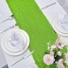 10 Packs 12 x 72 inches Green Sequin Table Runner, Glitter Runner for Birthday Party Supplies Decorations Wedding Bachelorette Holiday Celebration Bridal Shower Baby Shower view 4