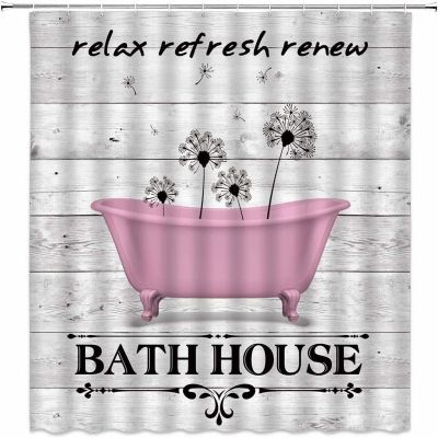 AMFD Dandelion Shower Curtain Black and White Inspirational Quotes and Dandelion in Pink Bathtub Art Prints Funny Gift for Farmhouse Kids Woman Rustic Fabric Bathroom Decor Set with Hooks (70"WX70"H)