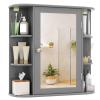 Tangkula Bathroom Wall Cabinet with Mirror, Modern Medicine Cabinet with Mirrored Door, 4 Internal Shelves & 6 Side Open Shelves, Wall Mounted Space-Saving Storage Organizer view 1