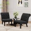 Alunaune Living Room Chair Modern Accent Chair, Upholstered Tufted Armless Bedroom Chair Sofa Backrest Fabric Recliner Lounge Chair Wood Legs-Grey view 3