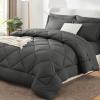 CozyLux Queen Comforter Set Dark Grey - Bed in a Bag Queen Size 7 Pieces, Luxury Soft Bed Set for All Seasons, Bedding Set with Comforter, Sheets, Pillowcases & Shams, Dark Gray, Queen view 1