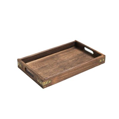 Serving Tray,Wood Serving Tray with Handles,Japan Style Retro Tea Tray Burning Paulownia Wood Dinner Plates,Snack Plate for Breakfast,Dinner,Coffee Table,Restaurants