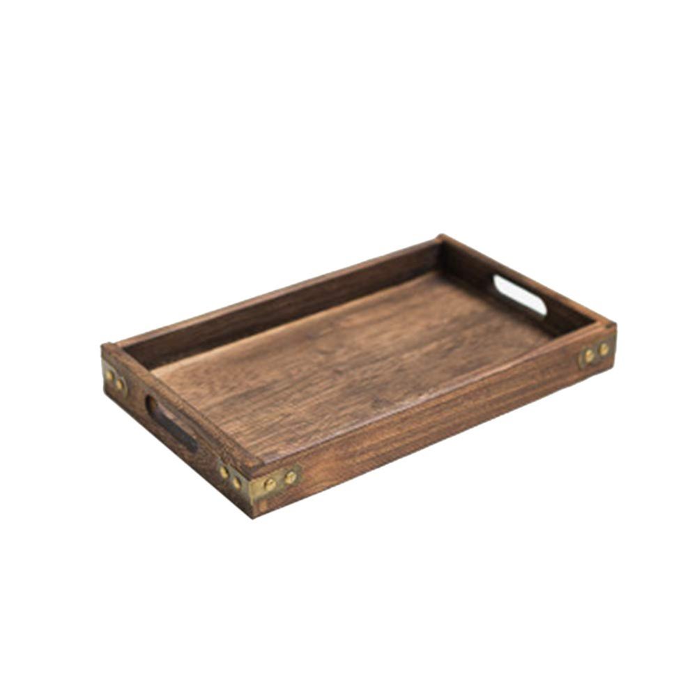 Serving Tray,Wood Serving Tray with Handles,Japan Style Retro Tea Tray Burning Paulownia Wood Dinner Plates,Snack Plate for Breakfast,Dinner,Coffee Table,Restaurants