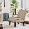 Alunaune Living Room Chair Modern Accent Chair, Upholstered Tufted Armless Bedroom Chair Sofa Backrest Fabric Recliner Lounge Chair Wood Legs-Khaki view 1