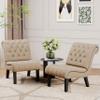 Alunaune Living Room Chair Modern Accent Chair, Upholstered Tufted Armless Bedroom Chair Sofa Backrest Fabric Recliner Lounge Chair Wood Legs-Khaki view 3