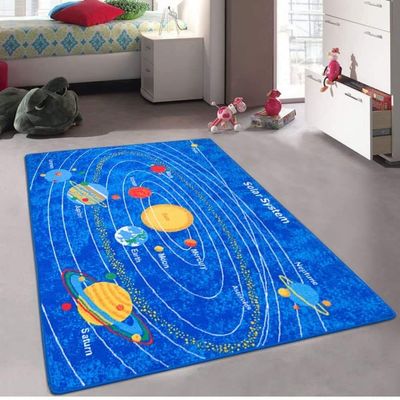 Solar Planet System Printed Contemporary Kids Area Rug (8 Feet X 10 Feet)