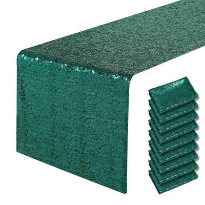10 Packs 12 x 72 inches Hunter Green Sequin Table Runner, Glitter Runner for Birthday Party Supplies Decorations Wedding Bachelorette Holiday Celebration Bridal Shower Baby Shower