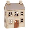 Village Pottery Ceramic Tealight Holder, Beige Grey Brown House Candle Holder Ornament for Christmas view 1