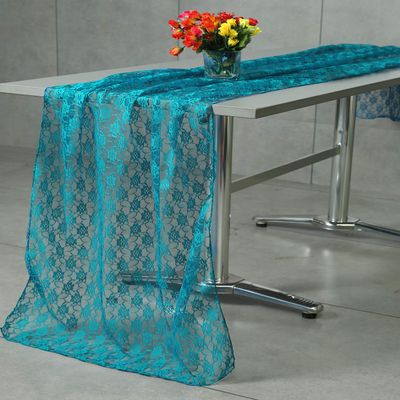 MDS Pack of 5 Wedding 27 x 120 inches Long Sheer lace Table Runner for Wedding Banquets Decorations Birthday Parties, Engagements, Rustic Boho for 10Ft Table Runners - Dark Teal